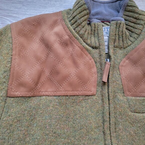 Duluth Trading Men's Windproof Full Zip Sweater Jacket Shetland Wool Green Sz. M - Picture 2 of 13